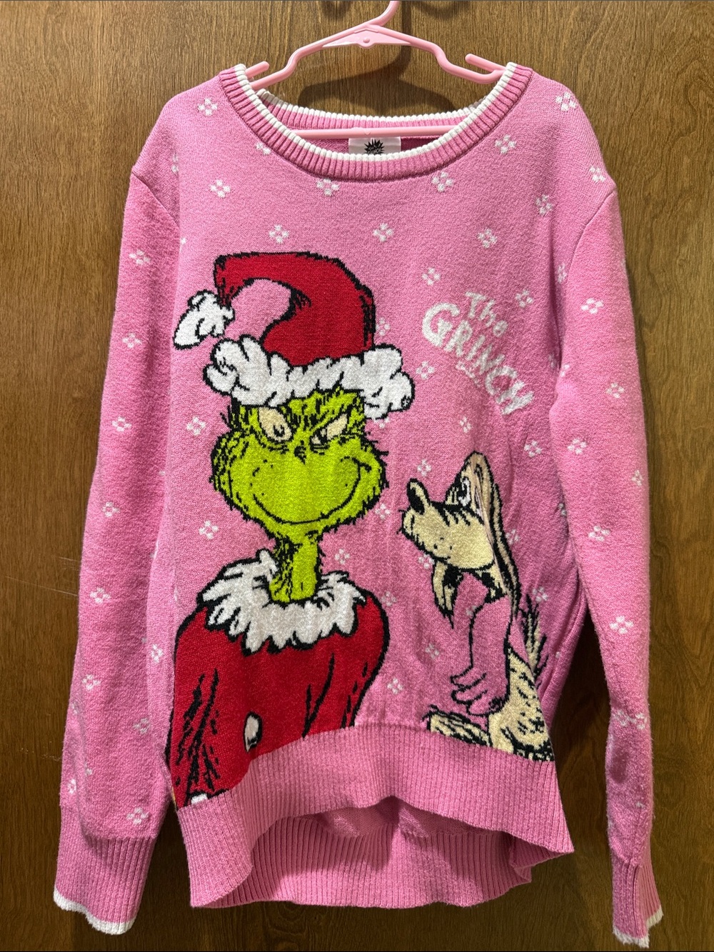 Kids' Pink Grinch Graphic Holiday Sweater
